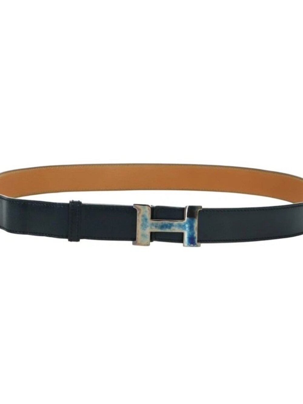 HERMES Constance Belt Leather Vintage 29.5"" Navy Auth am11019A